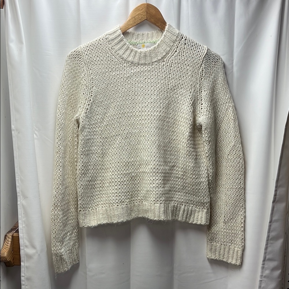 Boden Cream Cotton Blend Knit Crewneck Sweater- S